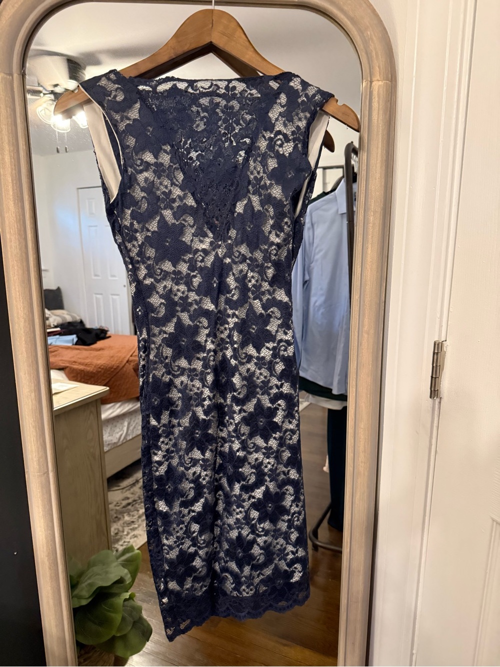 Lipsy Navy Floral Lace Midi Dress